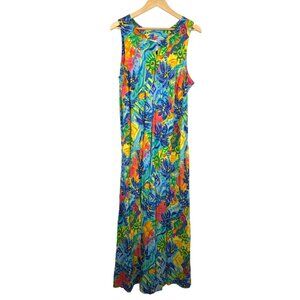 XID Extreme Island Design Dress Womens Hawaiian Tiki Floral Maxi Y2K Beach sz XL